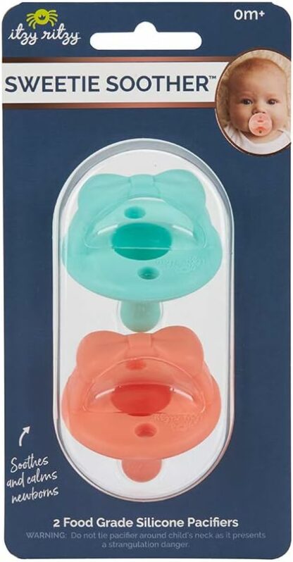 Sweetie Soother™ - Pacifier 2-Pack - Aquamarine and Peach Bows