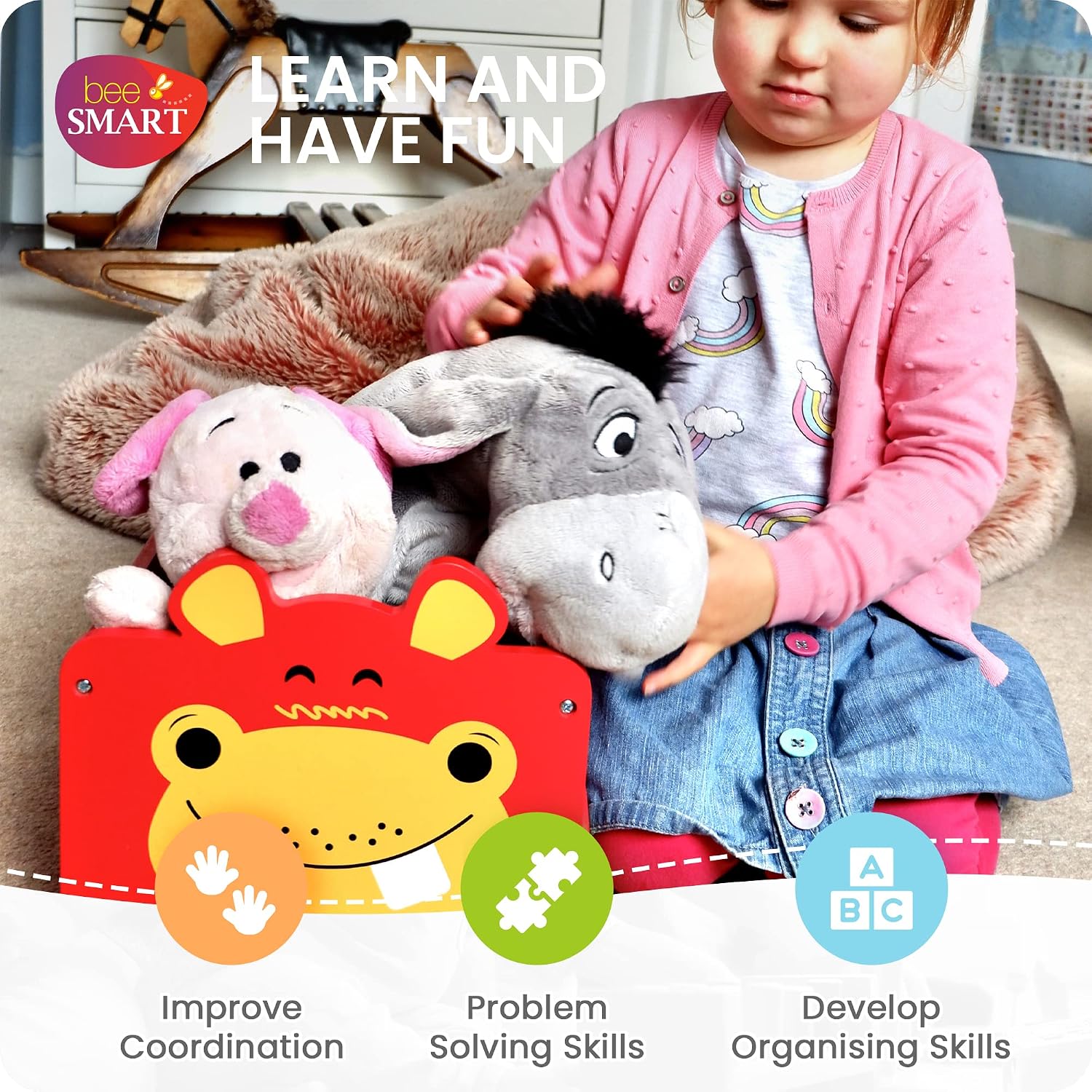 Bee Smart Wooden Toy Box - Hippo - Image 3