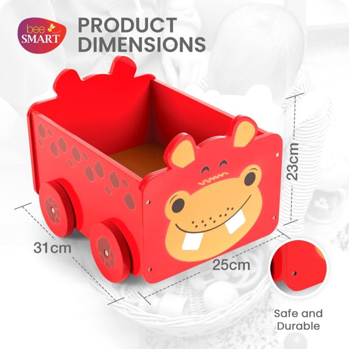 Bee Smart Wooden Toy Box - Hippo