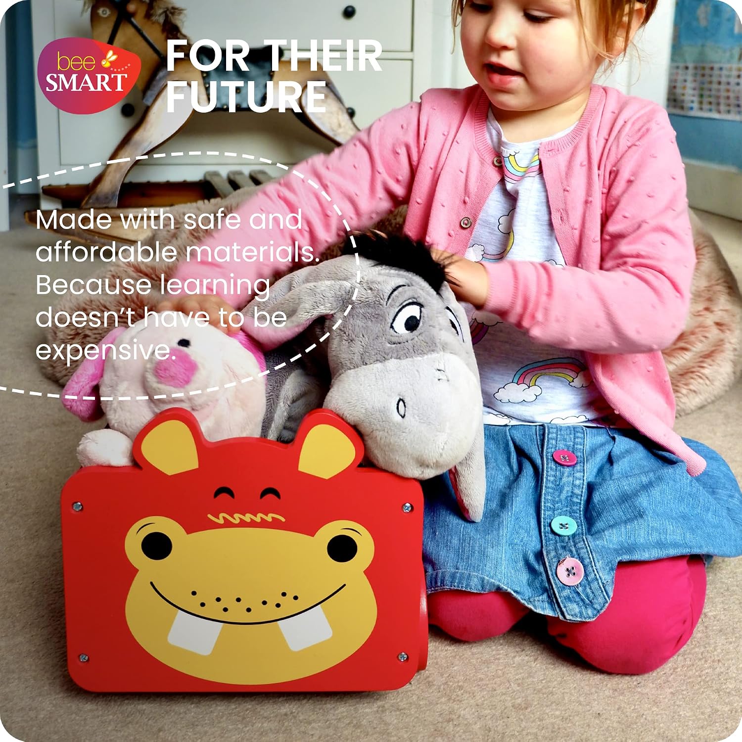 Bee Smart Wooden Toy Box - Hippo - Image 4
