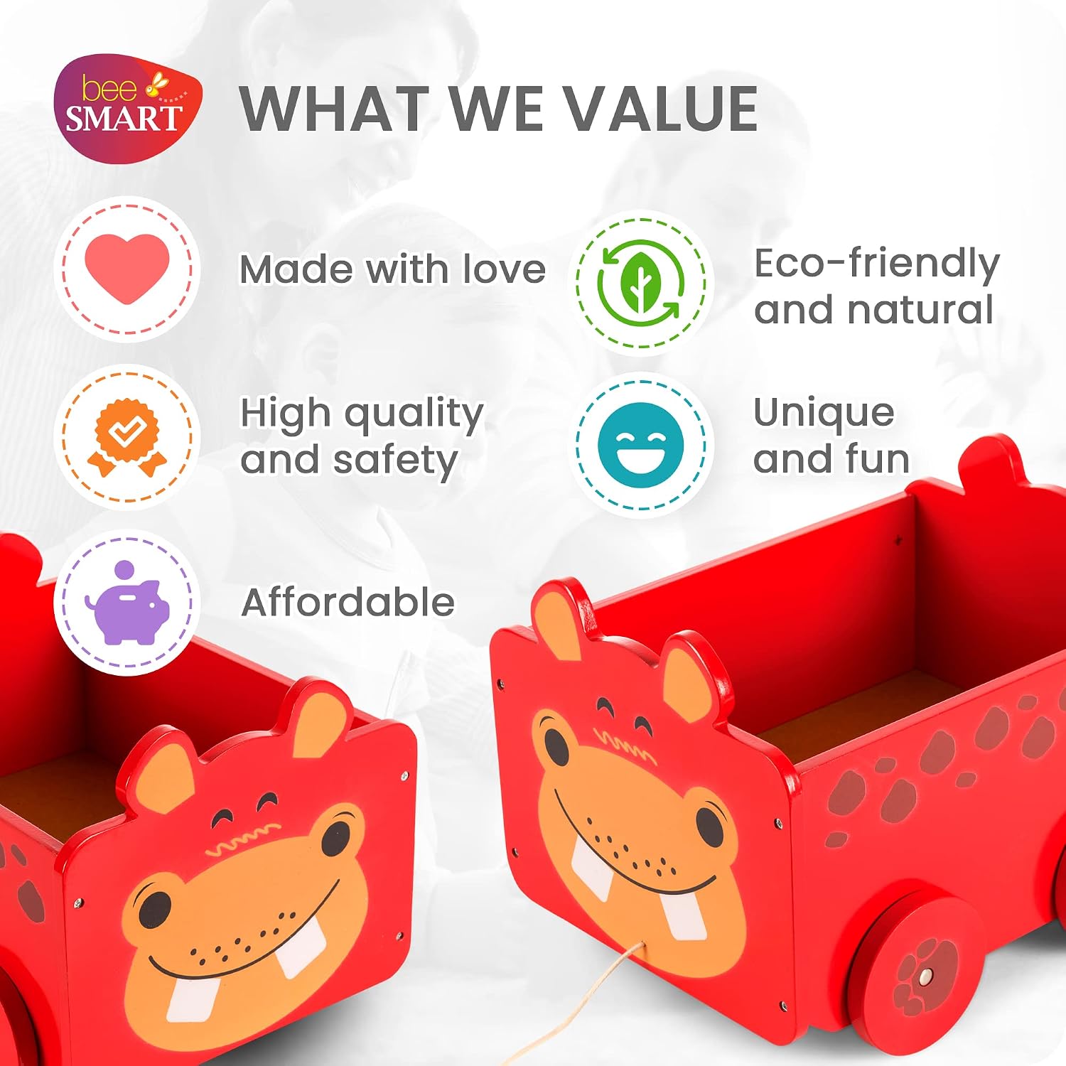 Bee Smart Wooden Toy Box - Hippo - Image 5